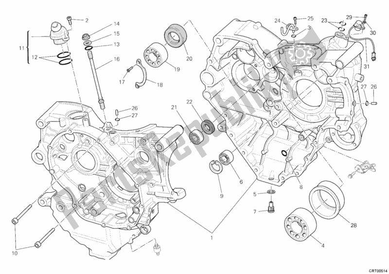All parts for the Crankcase of the Ducati Multistrada 1200 S ABS 2010